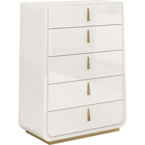 Luna Oro Chest in High Gloss White Lacquer & Gold Metal